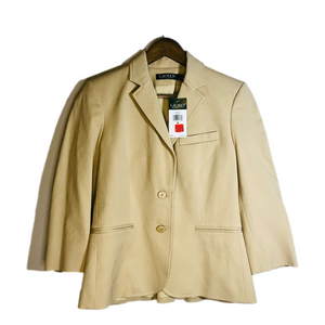 NWT Lauren Ralph Lauren Tan Blazer 3/4 Sleeve. Size 8
